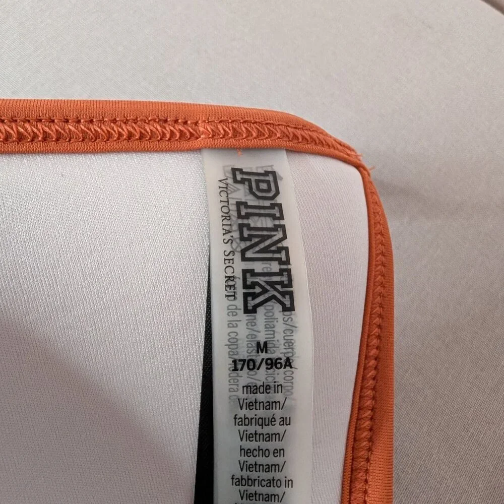 ⭐VS PINK Medium Padded Halter Swim Top Apple Cinnamon Orange Bra Ring Accents⭐ - Picture 8 of 9